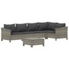 vidaXL 6 Piece Patio Lounge Set with Cushions Gray Poly Rattan - 3 of 4