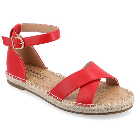 Journee Collection Womens Medium And Wide Width Lyddia Espadrille Flat  Sandals, Red 5.5w : Target