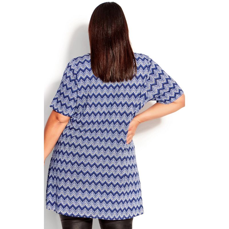 Women's Plus Size Liv Pleat Print Tunic  - Marine Zig Zag | AVENUE, 2 of 4