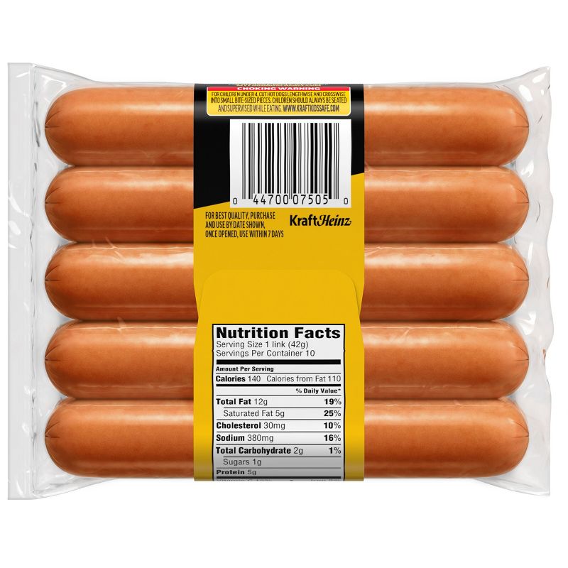 Oscar Mayer Original Classic Beef Uncured Franks Hot Dogs - 15oz/10ct, 3 of 12