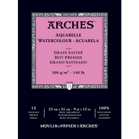 Arches Aquarelle Watercolor Pad, 9 X 12 Inches, Hot Press, 140 Lb, White,  12 Sheets : Target