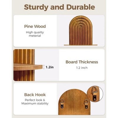 ACEPANO Modern Wall-Mounted Double-Tier Wooden Plant Stand for Bedroom & Living Room-Brown