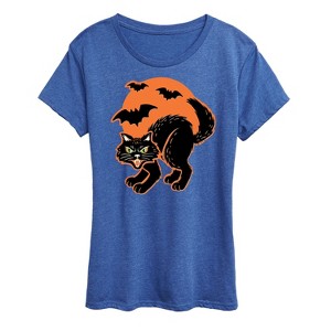 Women's - Instant Message - Vintage Paper Cat Halloween Short Sleeve Graphic T-Shirt - 1 of 4