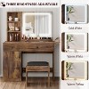 LED Lighted Vanity Desk with Mirror, Makeup Table with Drawers, Open Shelving & Storage Cabinet, Includes Faux Leather Stool, Vanity Set for Bedroom - 2 of 4