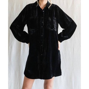 Women's Velvet Shirt Dress - Jodifl - 1 of 3