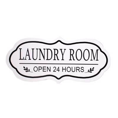 VIP Metal 20 in. White 24 Hours Laundry Room Shaped Sign