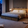 King Size Bed Frame with Wood Headboard, Metal Platform Bed with 3 Storage Drawers Shelf Built-in Charging Station LED Lights No Box Spring Needed - 2 of 4