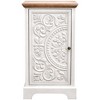eHemco Ornate Floral Carved End Table with Storage, 18 x 14 x 30.5 Inches, Retro Style Living Room Furniture, Natural and White - 3 of 4