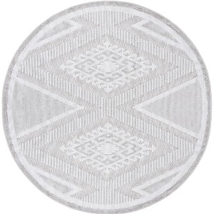 Global GLB600 Power Loomed Indoor Area Rug - Grey/Ivory - 6'7" Round - Safavieh - 1 of 3