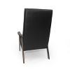 Gulches Mid Century Modern Accent Chair, Matte Black Faux Leather with Wood Frame & Tufted Backrest - 2 of 4
