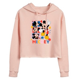 Women's - Disney - Mickey Tribute Panels Cropped Graphic Hoodie - 1 of 3