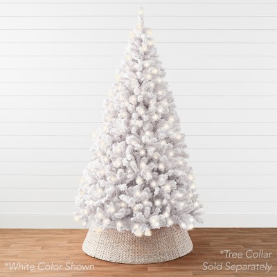 4.5ft White Flocked Fir Christmas Tree with Warm Lights