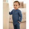 MiniMoi Baby and Toddler Solid Color Ribbed Cotton Blend Button-Down Footie - 3 of 4