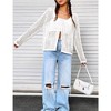 Womens Lightweight Crochet Cardigan Tie Front Shrugs Knit Cardigan Crop Tops Long Sleeve Mesh Sweaters Summer Beach Cover Up - White L - 4 of 4