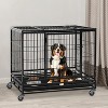 FDW 36/42/48 Inch Dog Crate Heavy Duty Dog Kennel Indoor Outdoor Metal Dog Cage with Removable Pan and Lockable Wheels Pet Playpen for Training - 2 of 4