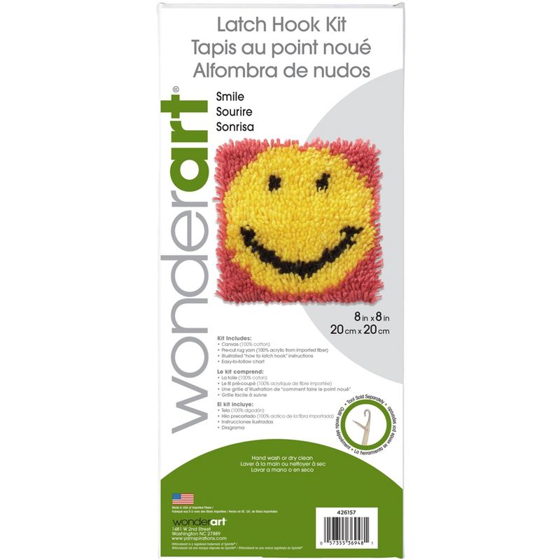 Wonderart Latch Hook Kit 8"X8"-Smile, 3 of 5