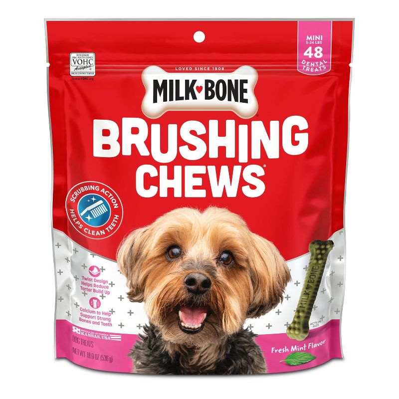 Milk-Bone Brushing Chews in Peppermint Dental Chicken Flavored Dog Treats  - 48ct/18.9oz, 3 of 9