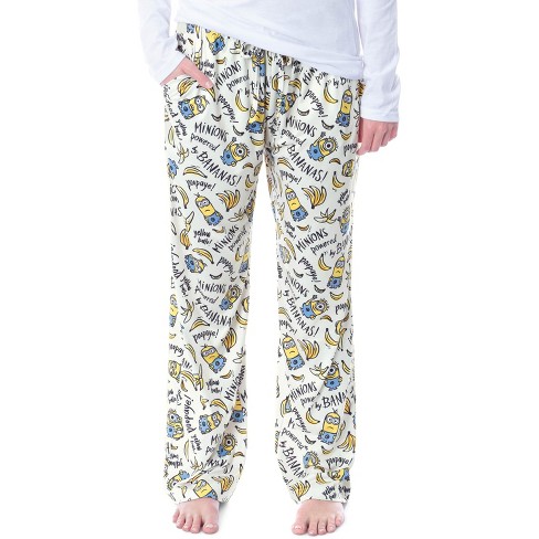 Despicable Me Womens' Minions Powered By Bananas Sleep Pajama Pants (Large)  White