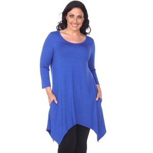 Women's Plus Size 3/4 Sleeve Makayla Tunic Top with Pockets - White Mark - 1 of 3