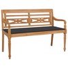 vidaXL Batavia Bench Garden Bench Patio Loveseat with Cushion Solid Wood Teak - Anthracite 47.2" - 2 of 4