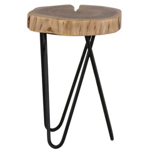 Living Room Accent End Table, Wood and Metal Sofa Side Table, Brown/Black - 1 of 4
