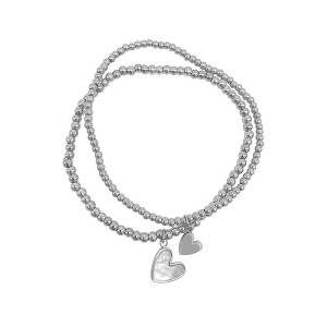Adornia Tarnish Resistant Silver Plated Set of Heart Ball Bracelets with Mother of Pearl - 1 of 3