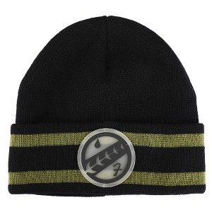 Star Wars Mandalorian Rubber Patch Symbol Cuffed Jacquard Striped Beanie - 1 of 2