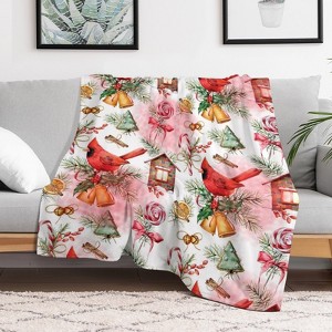 Christmas Cardinals Christmas Throw Blanket Soft Fleece Christmas Blanket Cozy Flannel Throw for Couch Bed 50x60 inches - 1 of 1