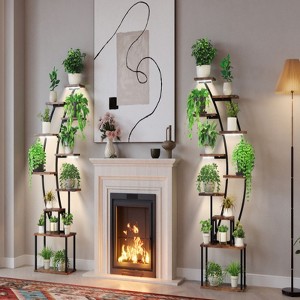 SEVOBAL Planter Stands and Holders Plant Wood Plant Shelf Flower Pot Stand Rack Lightweight Yet Sturdy Design for Home, Dark Brown, 29.84"*11"*63.74" - 1 of 4