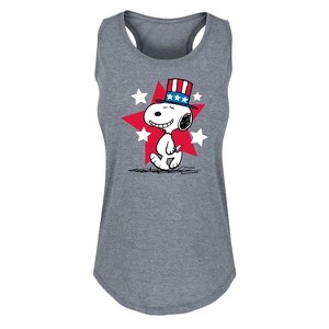 Women's - Peanuts - Patriotic American Snoopy 4th of July Graphic Racerback Tank - 1 of 4