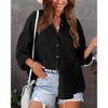 Clearlove Shirt Women Ladies Summer Stand Collar Loose Button Up Women Solid Color Shirts Casual Pocket Shirts Tops Button Down Shirt - 4 of 4