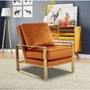 LeisureMod Jefferson Accent Arm Chair Upholstered in Velvet with Gold Brass Finish Frame - 2 of 4