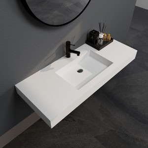 47 in. x 19 in. Solid Surface Wall Mount Bathroom Vessel Sink in Matte White - 1 of 4