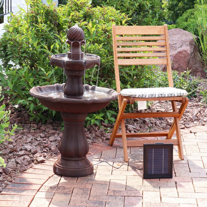 Sunnydaze Outdoor 2-Tier Solar Powered Water Fountain with Battery Backup and Submersible Pump - 35", 2 of 11