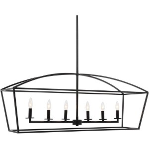 Uttermost Bronze Steel Linear Pendant Chandelier 42" Wide Farmhouse Open Frame 6-Light Fixture for Kitchen Island Dining Room Home - 1 of 1