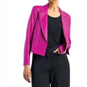 Women's Liquid Leather Cropped Tuxedo Blazer - Clara Sun Woo - 1 of 4