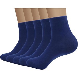 SERISIMPLE Men Viscose Bamboo Quarter Thin Ankle High Breathable Comfort Cool Soft Quarter Ankle Socks Grey Large 5 Pairs - 1 of 4