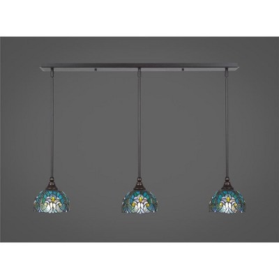 Toltec Lighting Any 3 - Light Chandelier in  Dark Granite with 7" Turquoise Cypress Art Glass Shade