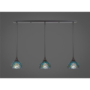 Toltec Lighting Any 3 - Light Chandelier in  Dark Granite with 7" Turquoise Cypress Art Glass Shade - 1 of 1
