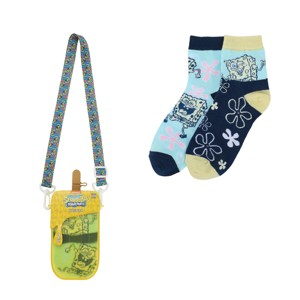 Spongebob Squarepants Character & Flowers Women's 2-Pair Casual Quarter Crew Socks - 1 of 4