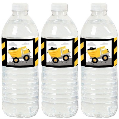 Big Dot of Happiness Dig It - Construction Party Zone - Baby Shower or Birthday Party Water Bottle Sticker Labels - Set of 20