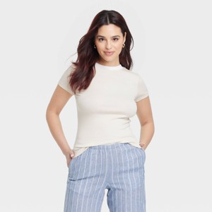 Women's Short Sleeve Ribbed T-Shirt - A New Day™ - 1 of 4