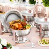 VEVOR Chafing Dish Buffet Set, 5 Qt 4 Pack, Stainless Steel Chafer with 4 Full Size Pans, Round Catering Warmer Server with Lid Water Pan,Rose Gold - 2 of 4