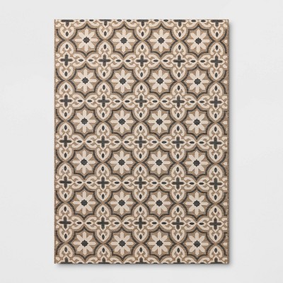 5'x7' Tonal Tile Outdoor Area Rug Tan - Threshold™