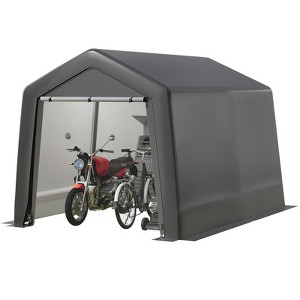 8x12FT Portable Heavy Duty Storage Shelter Shed, Outdoor Waterproof Car Port Shelter, with Roll Up Zipper Doors, for Bikes, Motorcycles, Tools - 1 of 4