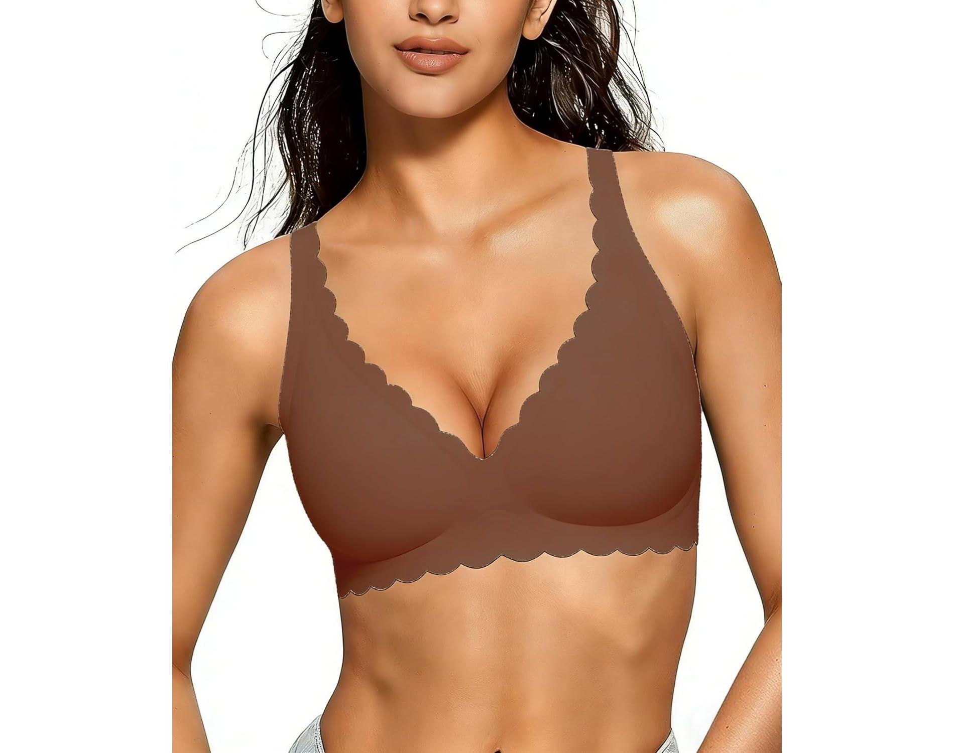 Avidlove Wireless Bra Womens Plunge V Neck Seamless Full Coverage Pushup Bralettes Everyday Bras