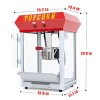 SEVOBAL Popcorn Poppers Bar Style Popcorn Maker with 6oz Kettle Tempered Glass and Stainless Steel Accessories for Parties, Red, 15.16"*13.39"*20.87" - 2 of 4
