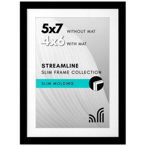 Americanflat Thin Picture Frame in Black with Shatter Resistant Glass Horizontal and Vertical Formats for Wall and Tabletop - 5" x 7" - 1 of 4