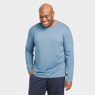 Alion Men Fashion Long Sleeve O-Neck Cotton T-Shirt Sports Tops Plus Size T-Shirt 
