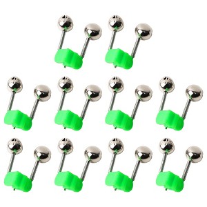 Unique Bargains Fishing Spring Loaded Clamp Fishing Rod Bells Silver Tone Green 10 Pcs - 1 of 4